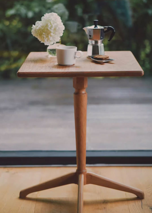 Compact Square Solid Cherry Wood Side Table