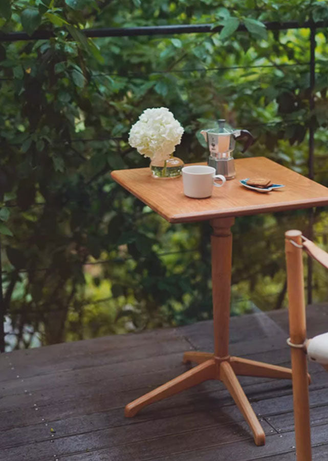 Compact Square Solid Cherry Wood Side Table