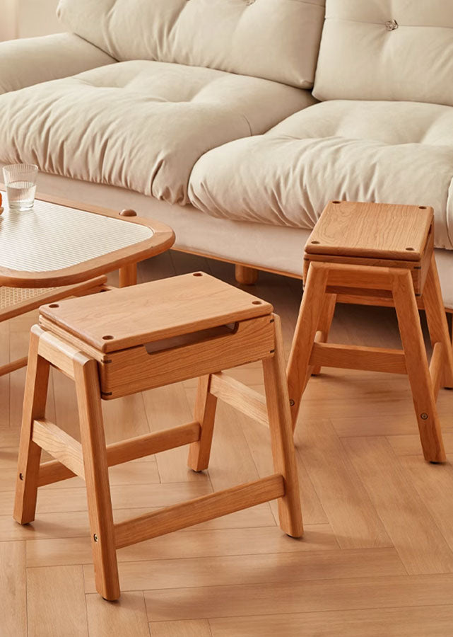 Stackable Solid Wood Stool Storage