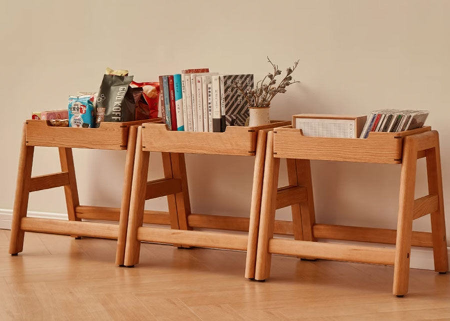 Stackable Solid Wood Stool Storage