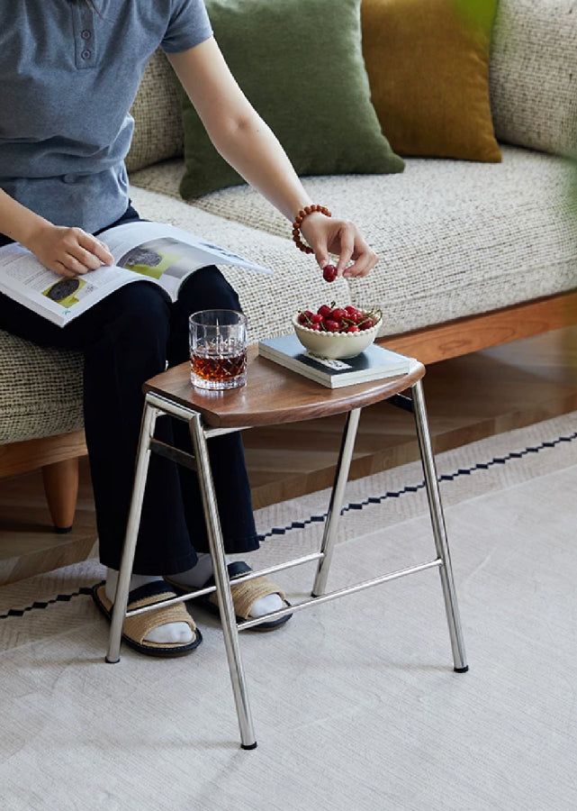 Stackable Solid Wood Stool with Stainless Steel Legs