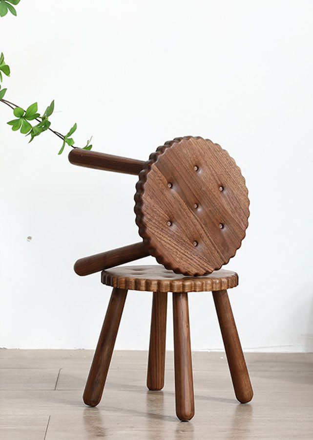 Biscuit Solid Dark Walnut Stool