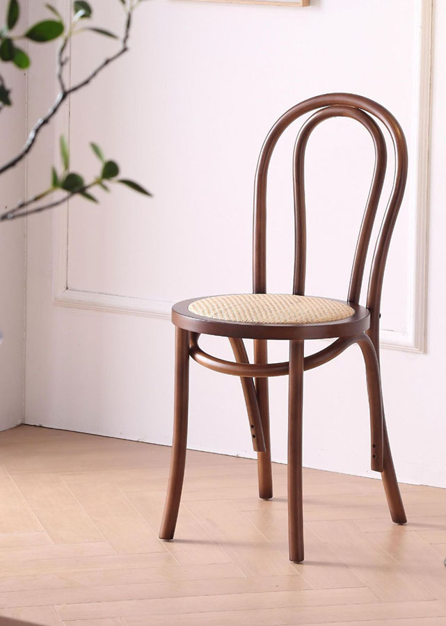 Loop Solid Beech Chair (walnut colour), with rattan seat