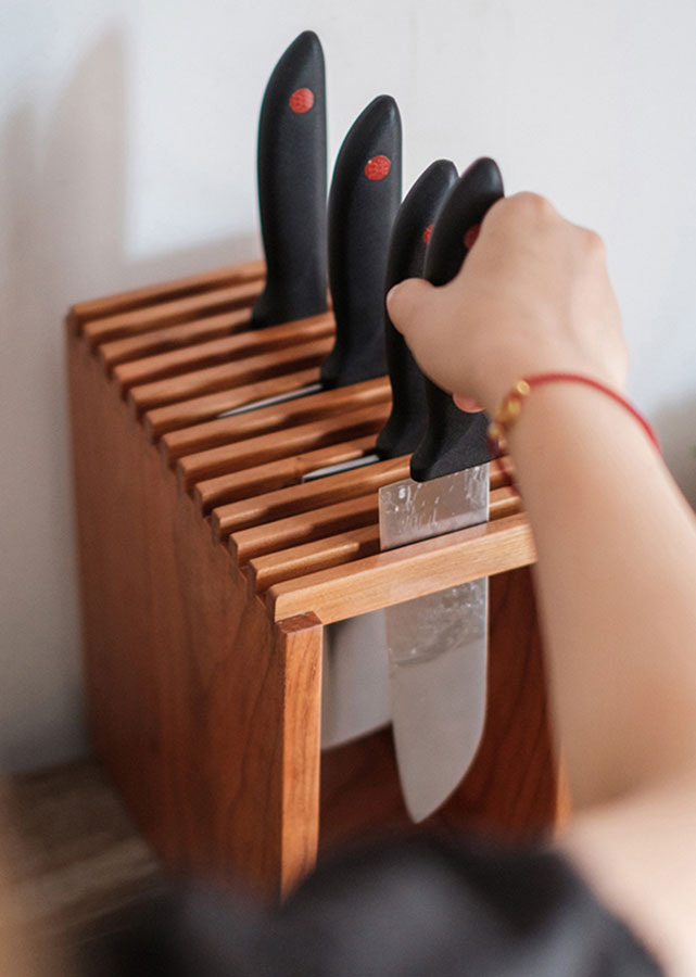 Solid Wood Knife Stand