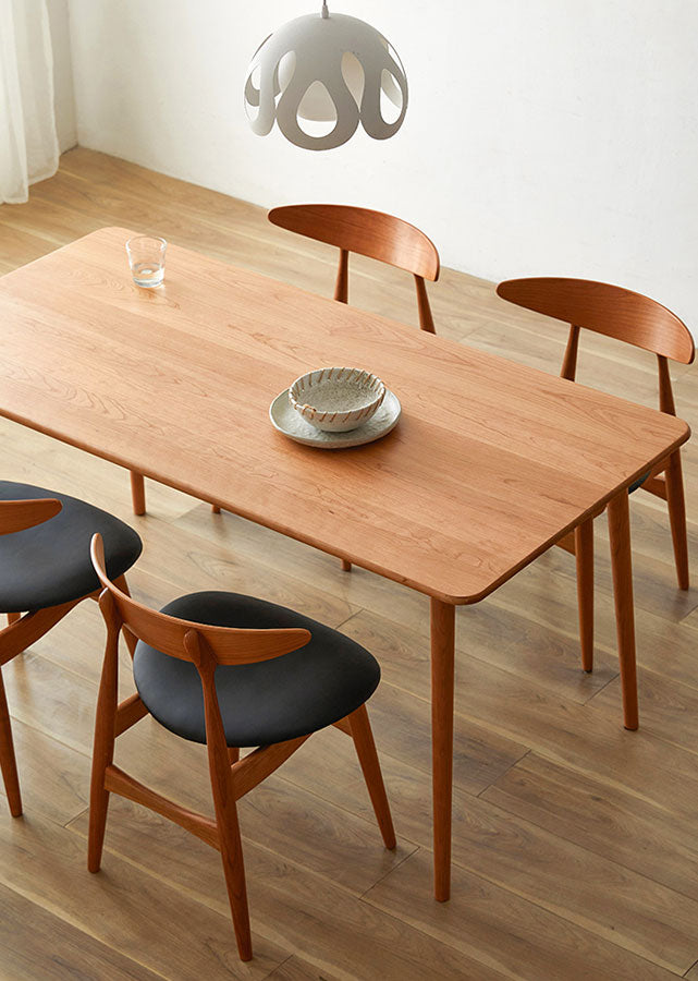 Modern Long Solid Cherry Wood Table