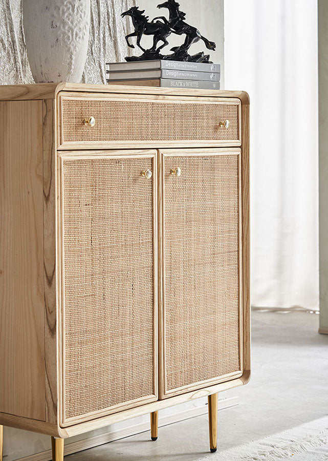 Woven Solid Wood Shoe Cabinet