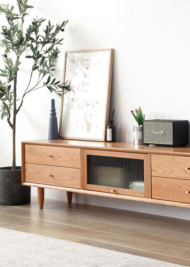 Elegante Solid Cherry Wood TV Console