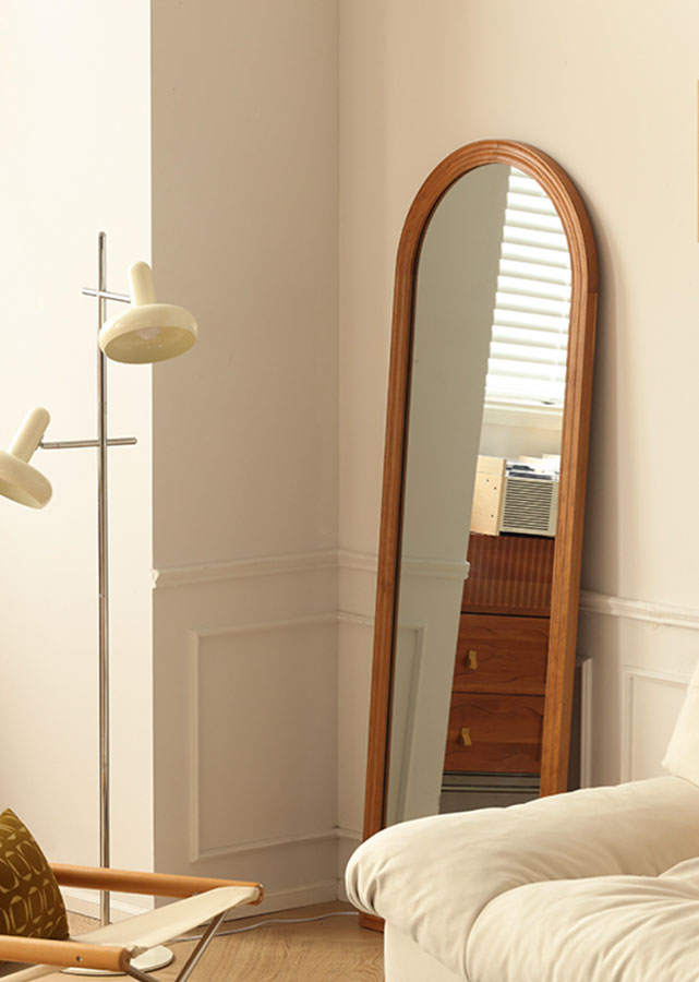 Arcus Solid Cherry Wood Full-Length Mirror