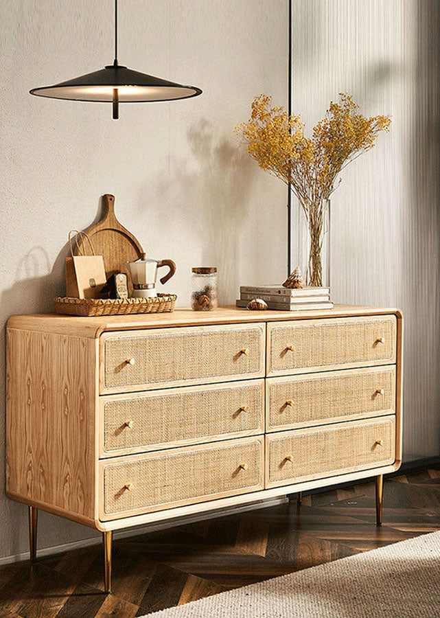 Lente Solid Ash Drawer Chest, 6 drawers
