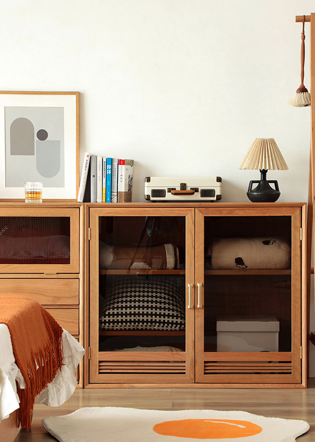 Donovan Solid Cherry Wood Stackable Sideboard, without legs