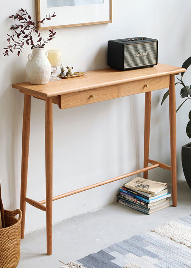 Compact Solid Wood Side Table