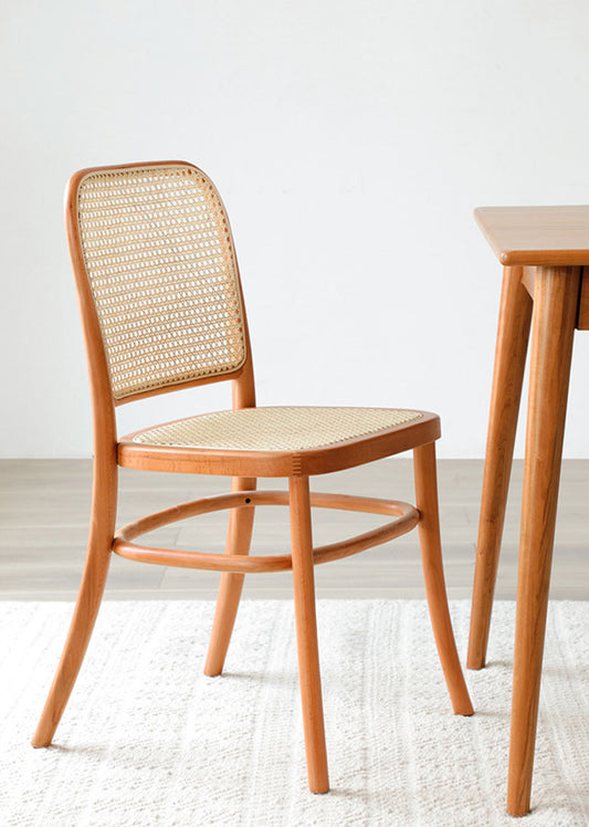 Chari Solid Beech (Cherry colour) and Rattan Chair
