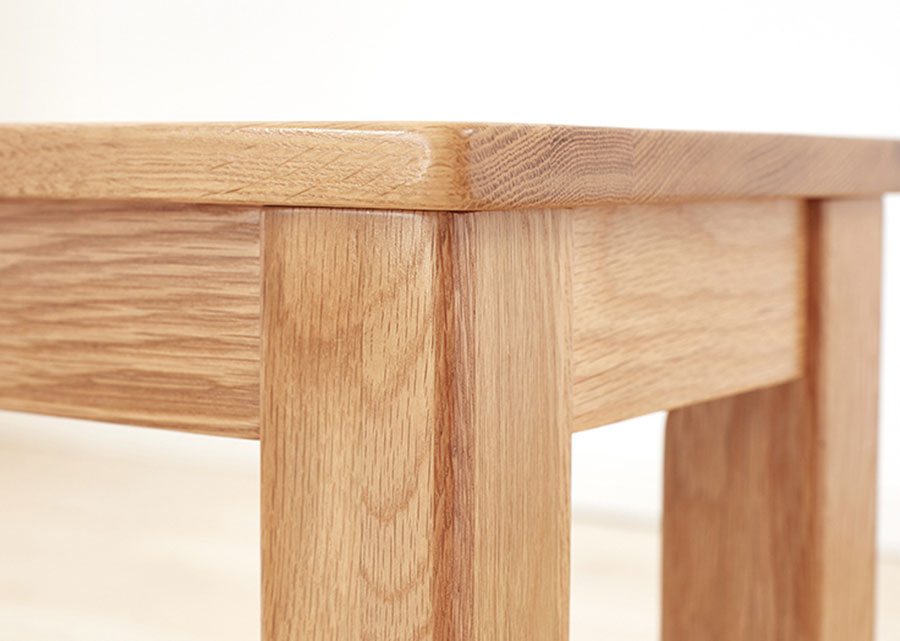 Classic Solid Oak Bench, close up