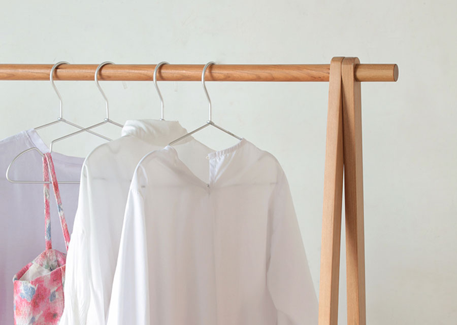 Classic Solid Cherry Wood Clothes Rack, close up