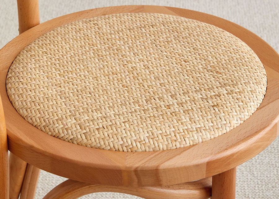 Loop Solid Beech Chair, close up of rattan seat