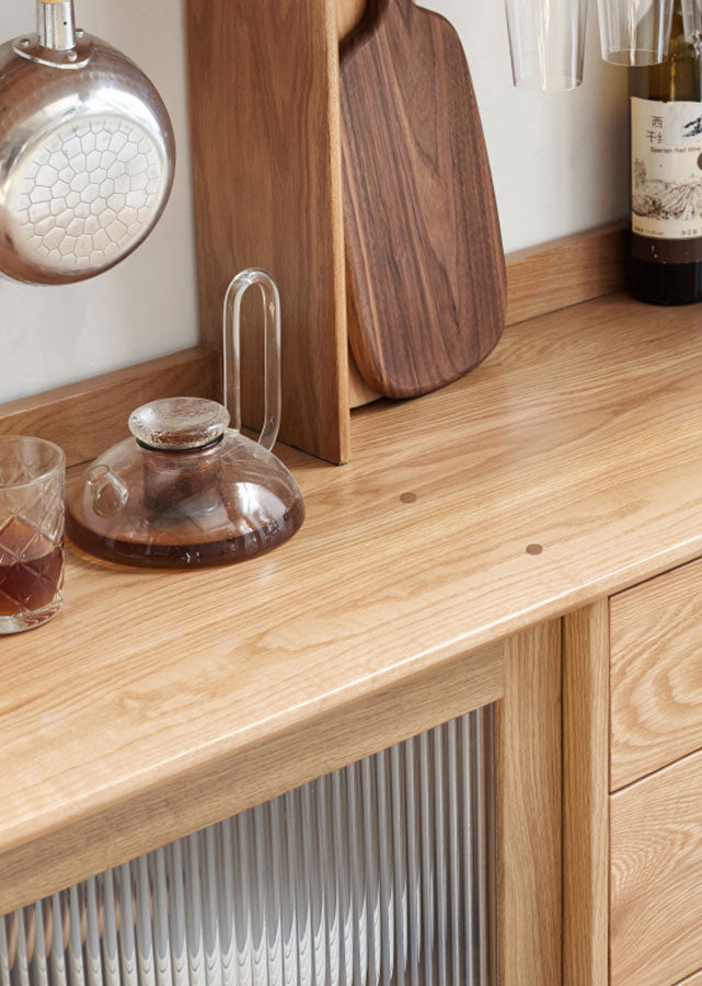Bailey Solid Oak Sideboard with Cabinet, close up