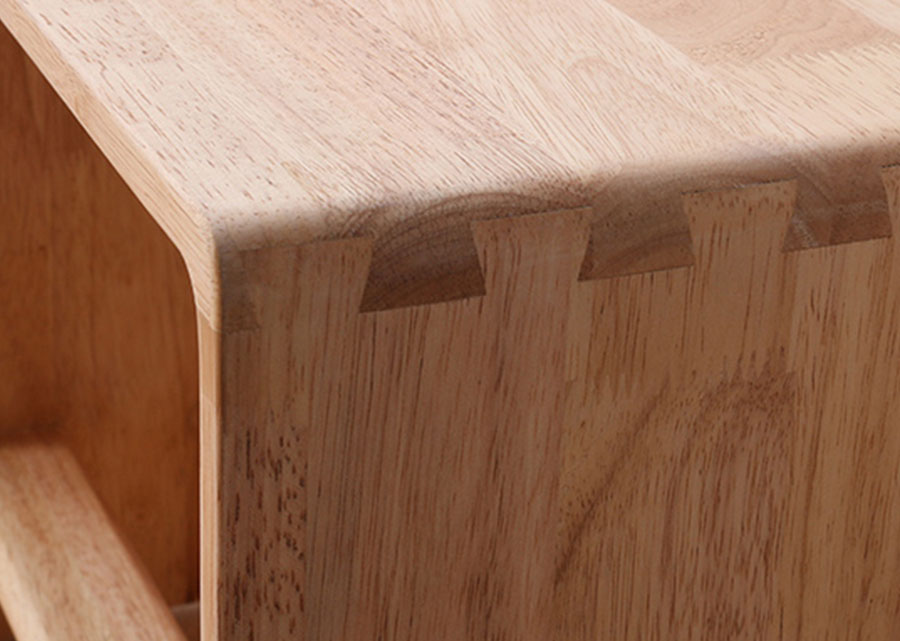 Decus Solid Rubberwood Bench, close up