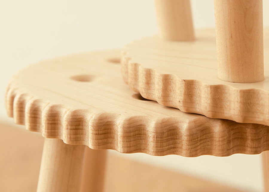 Biscuit Solid Wood Stool, close up