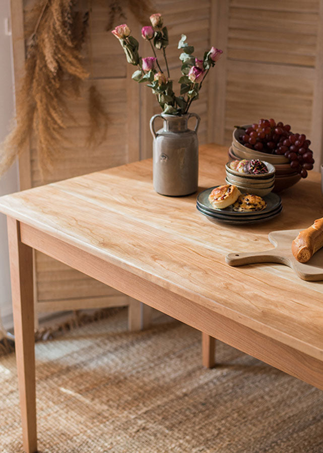 Classic Solid Cherry Wood Dining Table