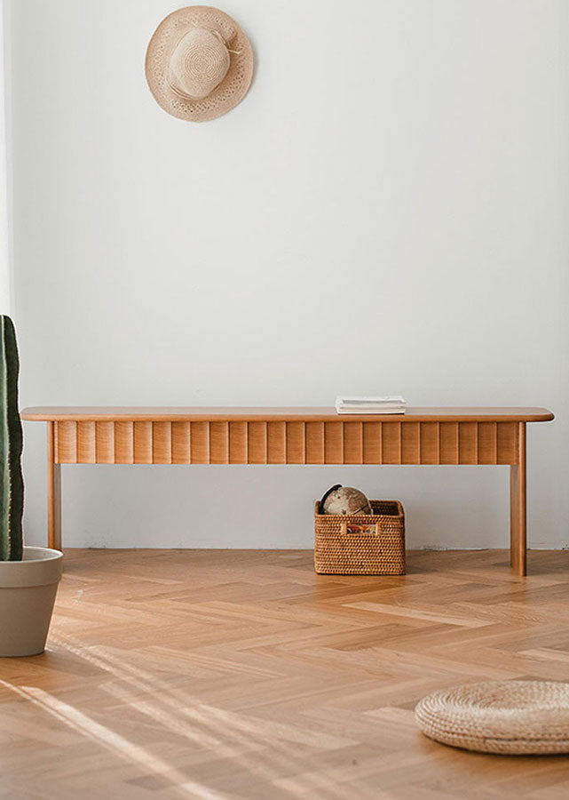 Fimbria Solid Cherry Wood Bench, front view