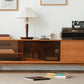 Kentro Solid Cherry Wood TV Console with brown glass