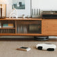 Kentro Solid Cherry Wood TV Console with fluted glass