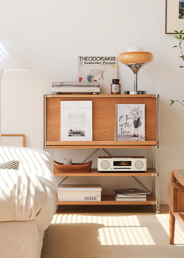 Elias Solid Cherry Wood and Stainless Steel Sideboard