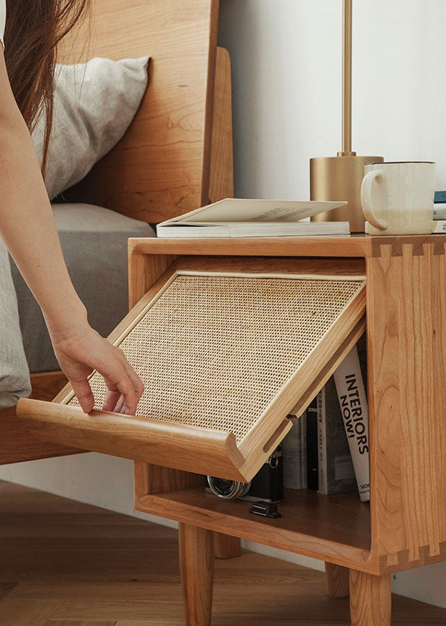 Rattan Solid Wood Nightstand