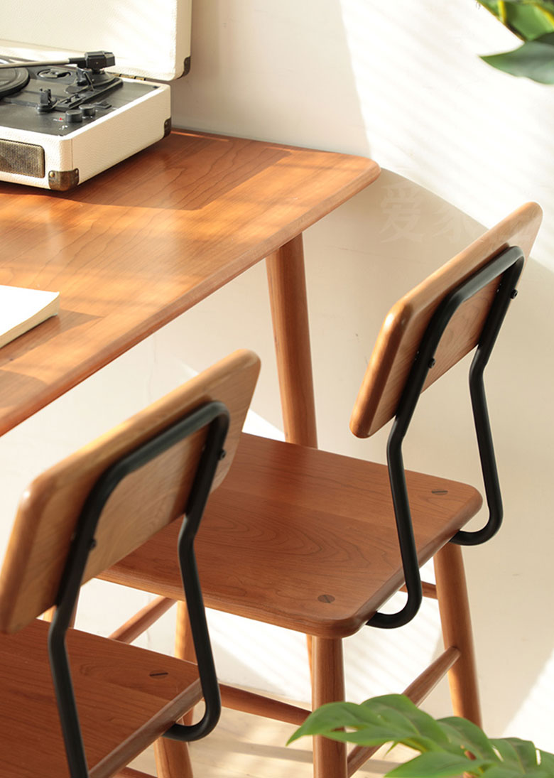 Chocolate Solid Cherry Wood Chair, close up