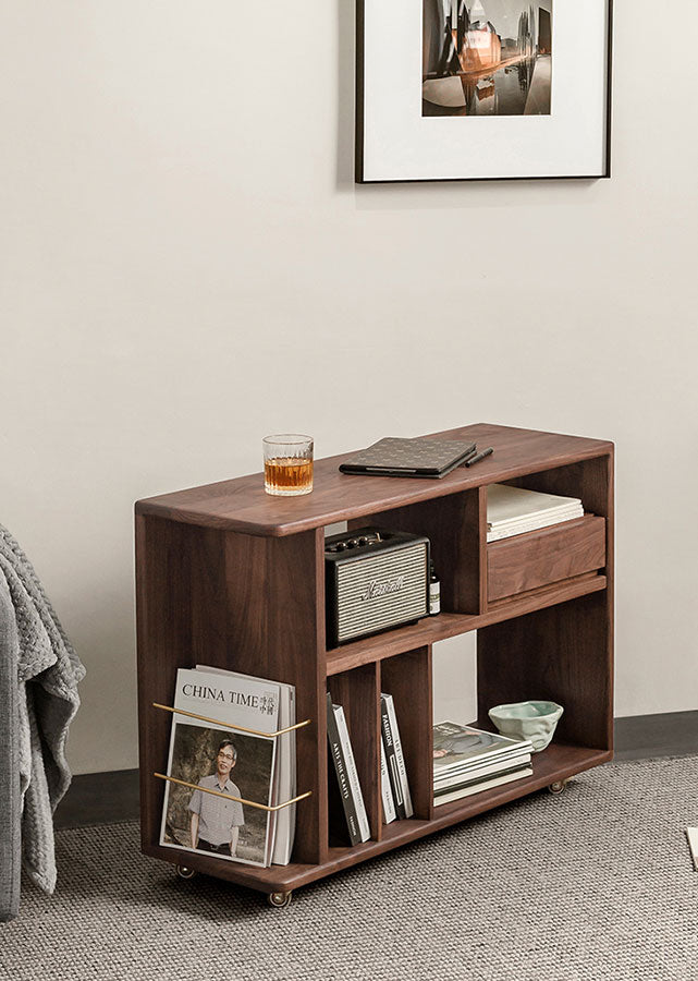 Lenis Solid Dark Walnut Sideboard with Wheels