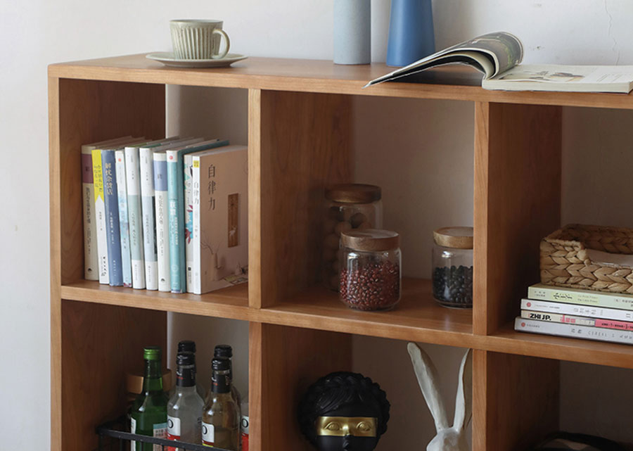 Cubes Solid Cherry Wood Stackable Sideboard, close up