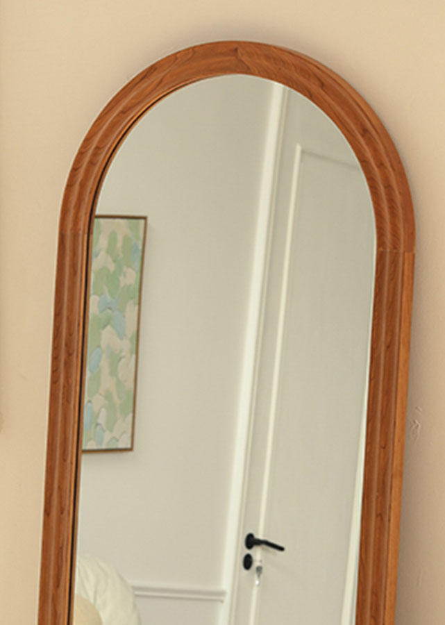 Arcus Solid Cherry Wood Full-Length Mirror, close up