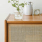 Rattan Solid Wood Nightstand with Drawer