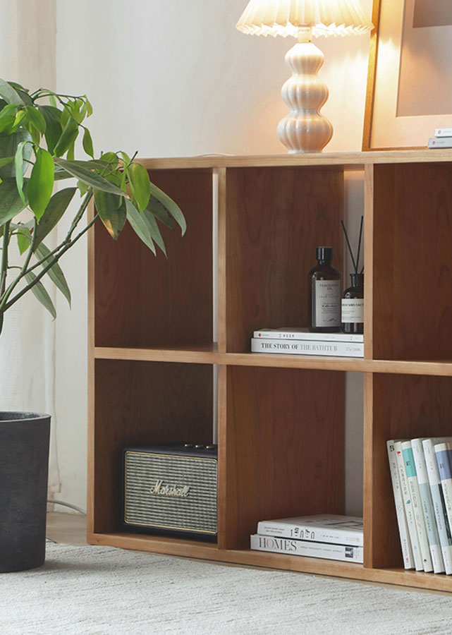 The Cubes Solid Cherry Wood Stackable Sideboard can be used without legs as well.