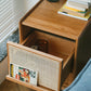 Rattan Solid Wood Nightstand with Drawer