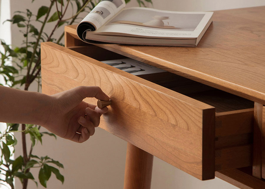 Elegante Solid Cherry Wood Study Table, drawer