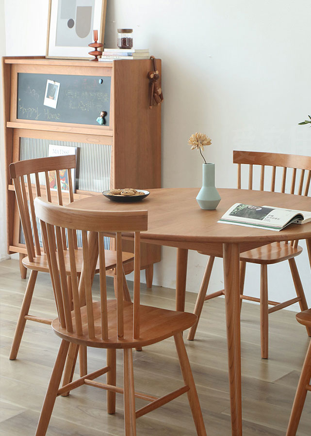 Classic Round Solid Cherry Wood Table