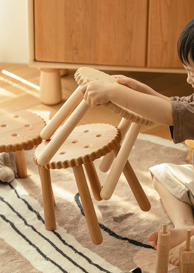 Biscuit Solid Wood Stool is a hit with children.