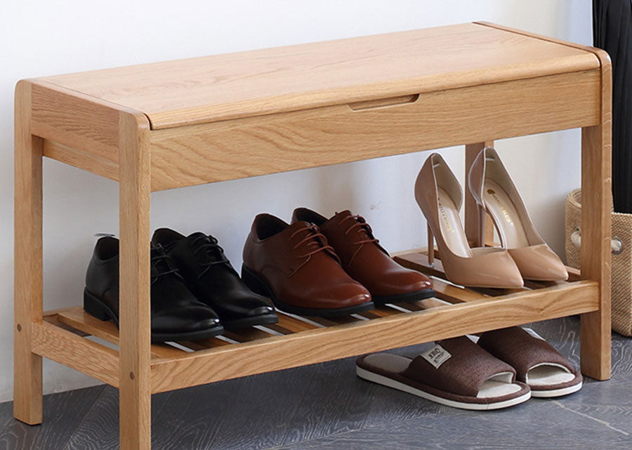 The Aperio Solid Oak Bench is perfect for the foyer for changing shoes and storing small items such as socks.
