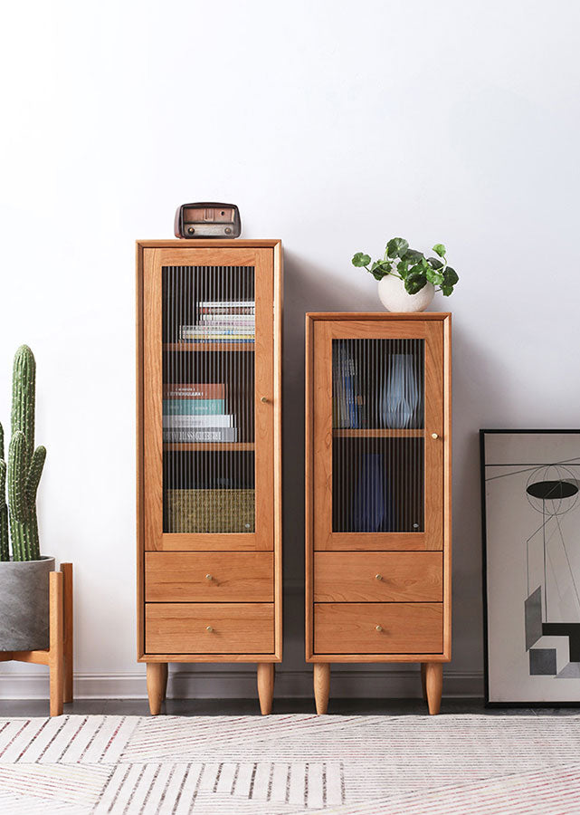 Elegante Solid Cherry Wood Tall Cabinet