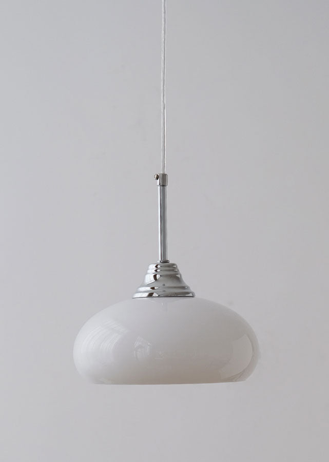 Demi E27 retro and vintage style pendant light, white lampshade