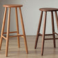 Classic Round Solid Cherry Wood and Solid Dark Walnut Barstool side by side